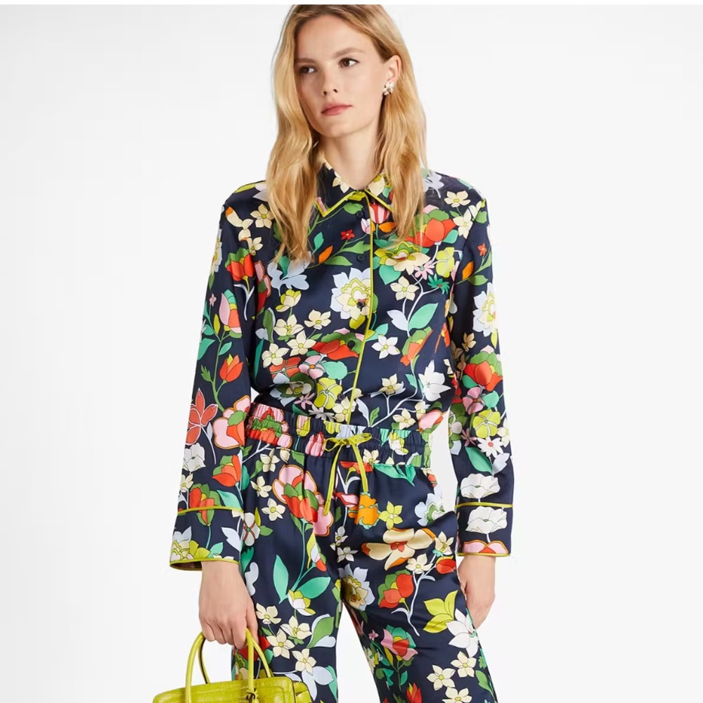 Kate Spade Flower Bed Twill Shirt in Blazer Blue (M)